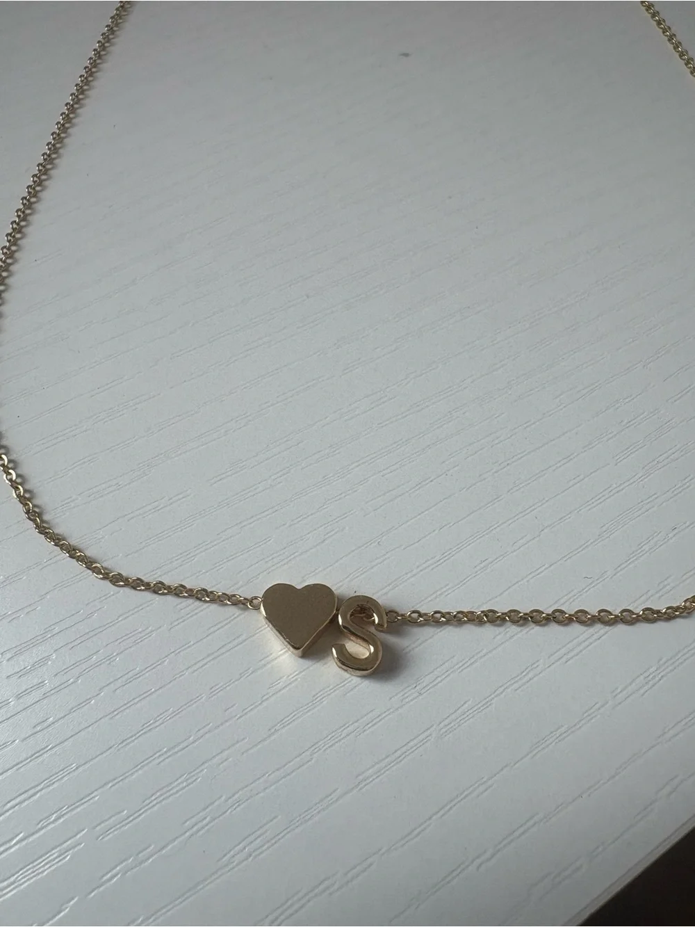 Gold Initial 'S' Heart Necklace